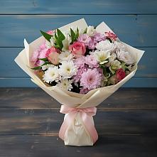 Букет цветов из:  Хризантемы, Альстромерии и Розы #REPLACE_PRED# Сарове